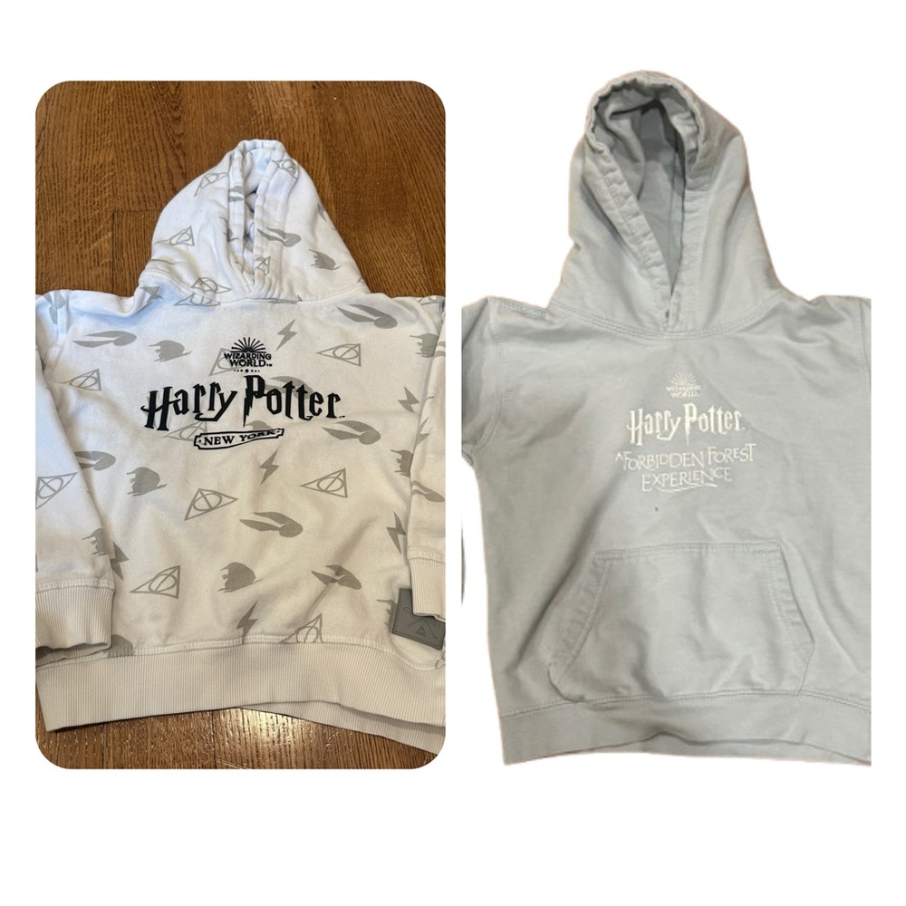 Lot of 2 Wizarding World Harry Potter Kids Hoodies - White/Blue Ages 7-8 School